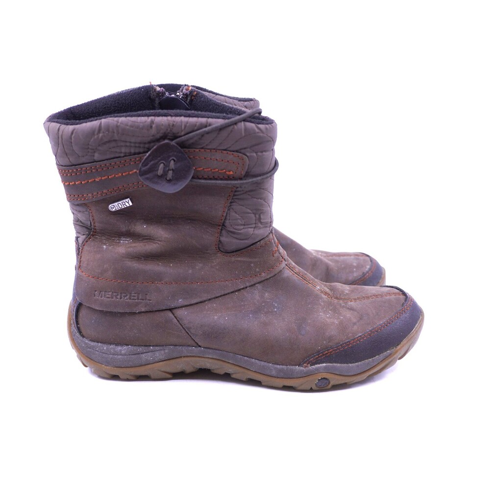 Merrell Boots Womens 7.5 Dewbrook Winter J69268 Brown Leather Zipper Waterproof